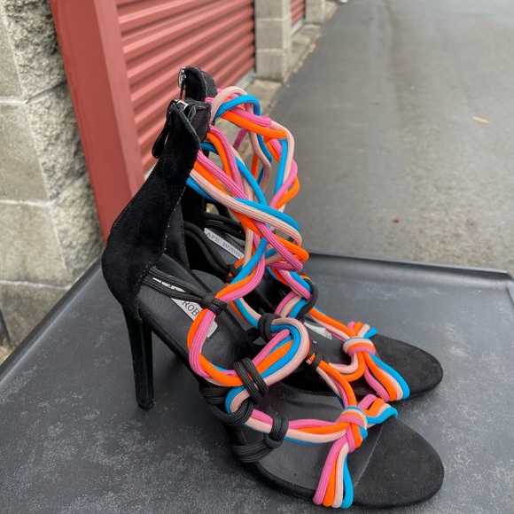 Cape Robbin Multi Color Suede bungees Strappy Stilleto Sandals Size 7.5 - Picture 2 of 10